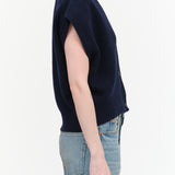 Nicholson and Nicholson Designer Brand Sleeveless Button Up Cardigan Zoe Top in Navy Blue 