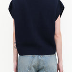 Sleeveless Button Up Cardigan Zoe Top in Navy Blue by Nicholson and Nicholson Designer Brand 