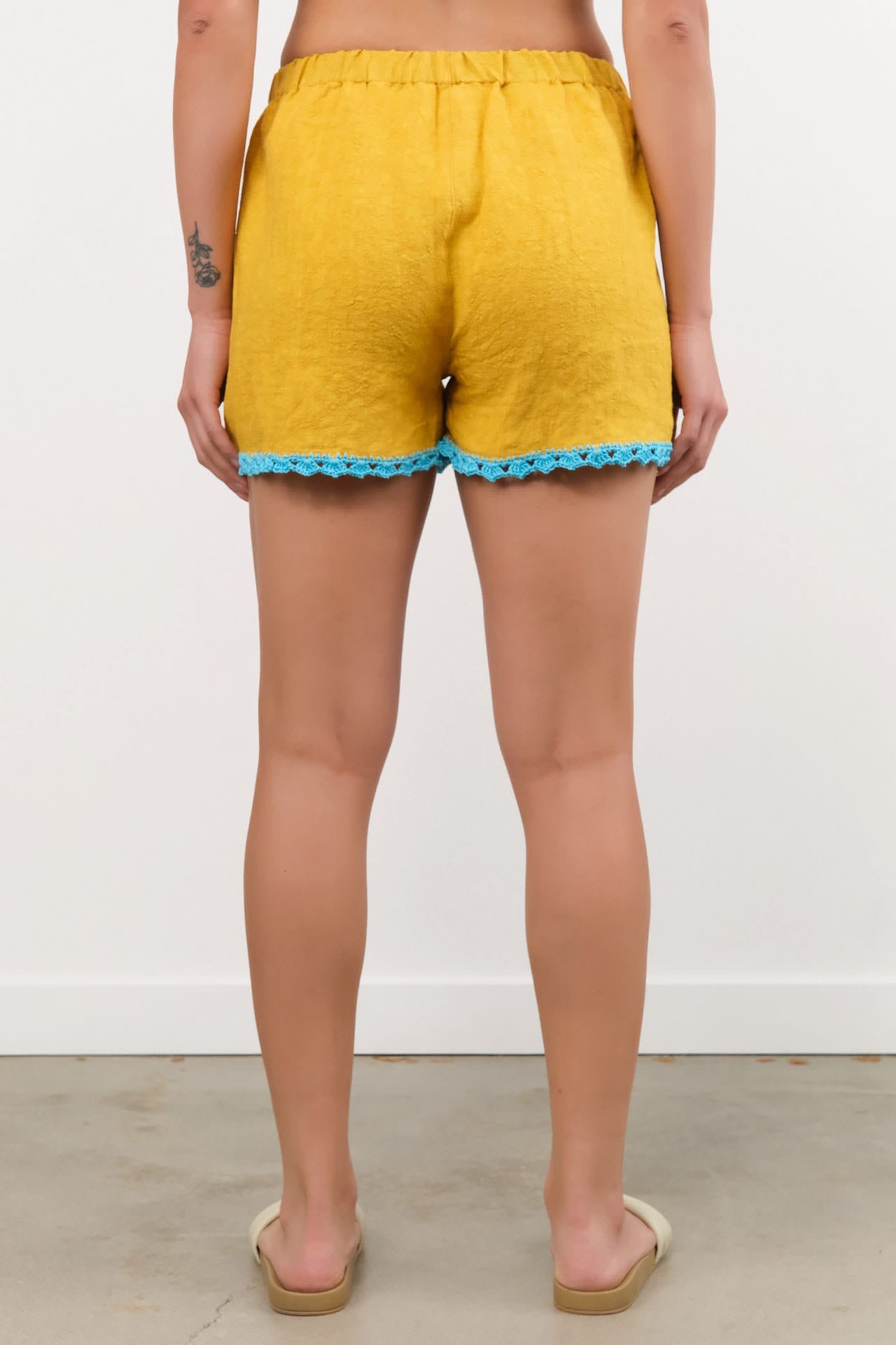 Ninaleuca Apparel Womens Shorts Crochet Shorts in Ocra Ocra / One Size