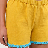 Ninaleuca Apparel Womens Shorts Crochet Shorts in Ocra Ocra / One Size