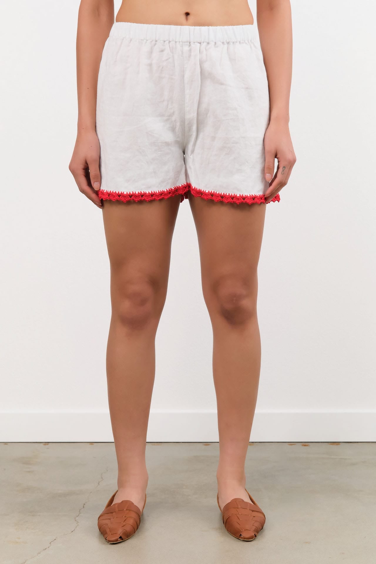 Ninaleuca Apparel Womens Shorts Crochet Shorts in White White / One Size