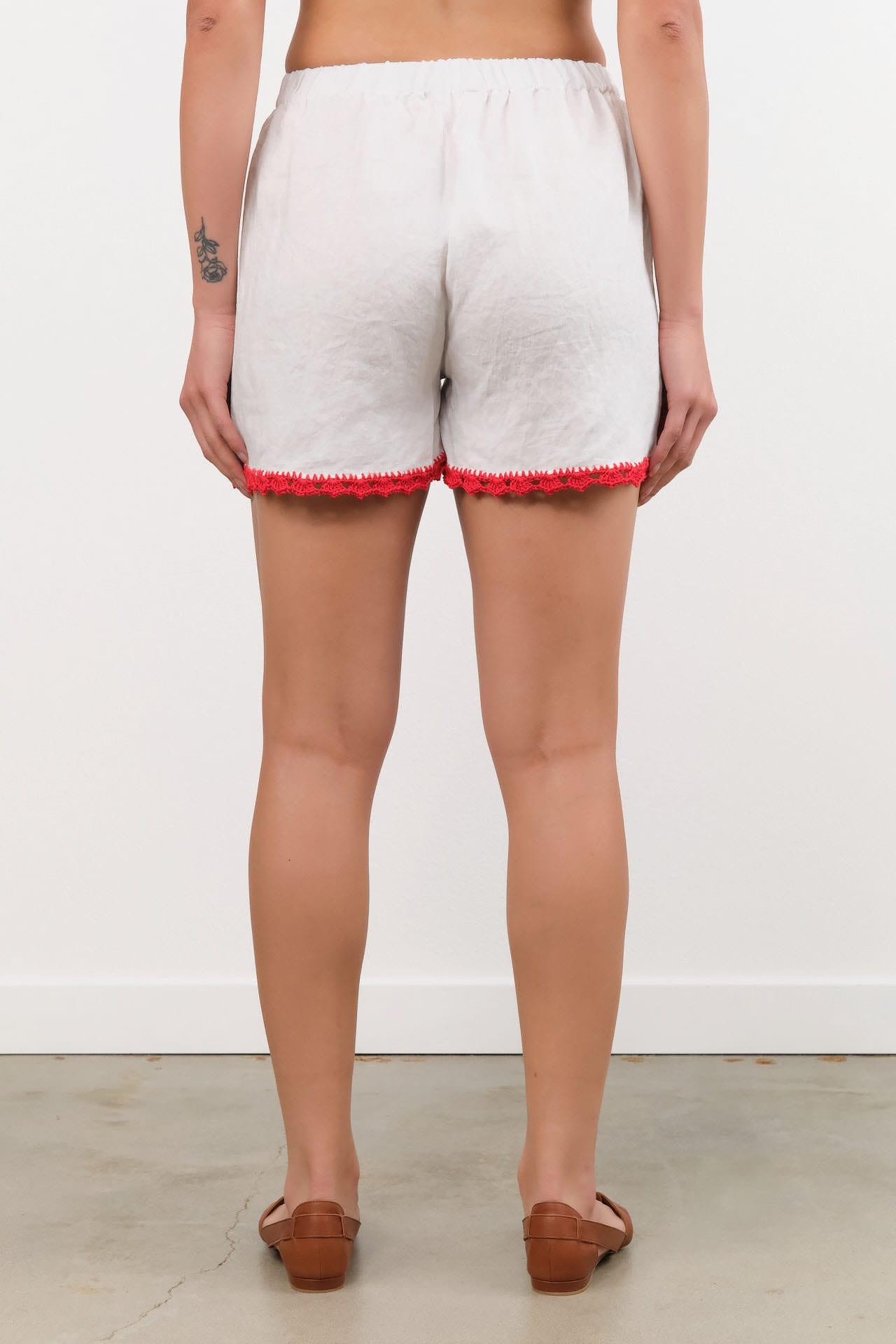 Ninaleuca Apparel Womens Shorts Crochet Shorts in White White / One Size