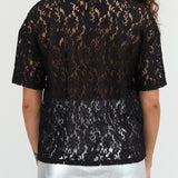 Short Sleeve Ada Tee Embroidered in Black Lace by No. 6 Designer Brand 