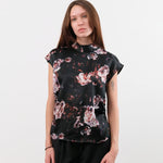 No. 6 Apparel Womens Blouses Alex Top in Black Rose