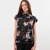 No. 6 Apparel Womens Blouses Alex Top in Black Rose