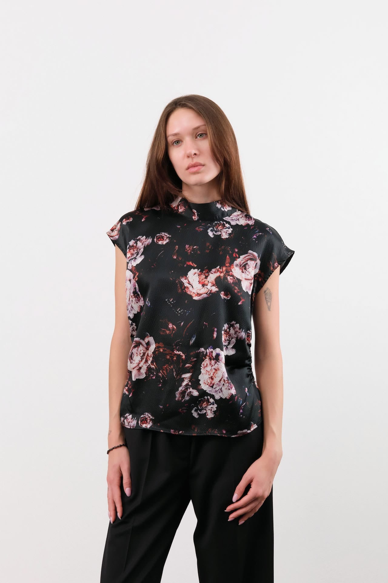 No. 6 Apparel Womens Blouses Alex Top in Black Rose