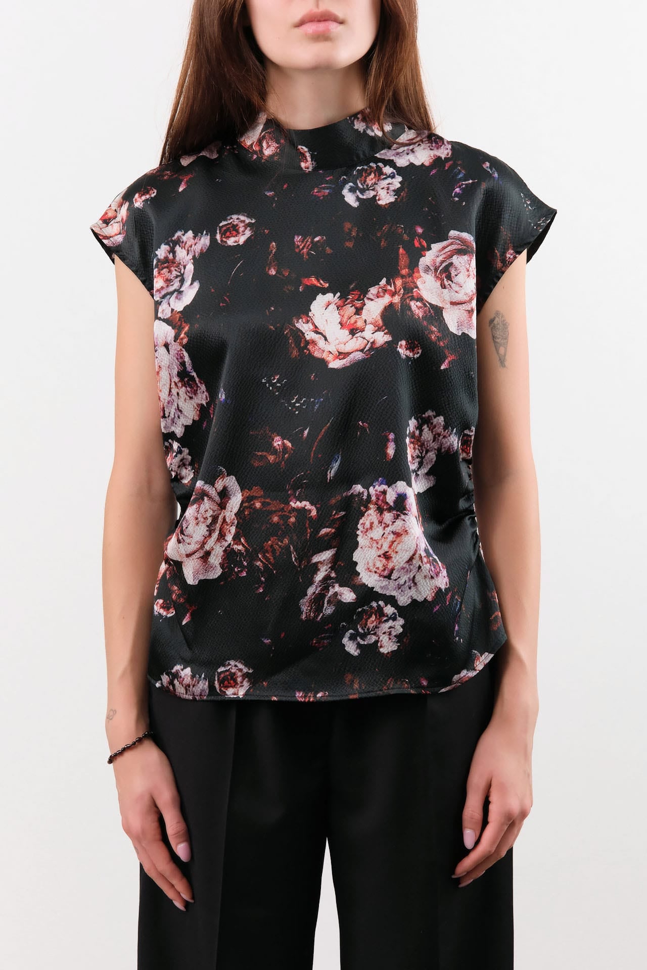 No. 6 Apparel Womens Blouses Alex Top in Black Rose