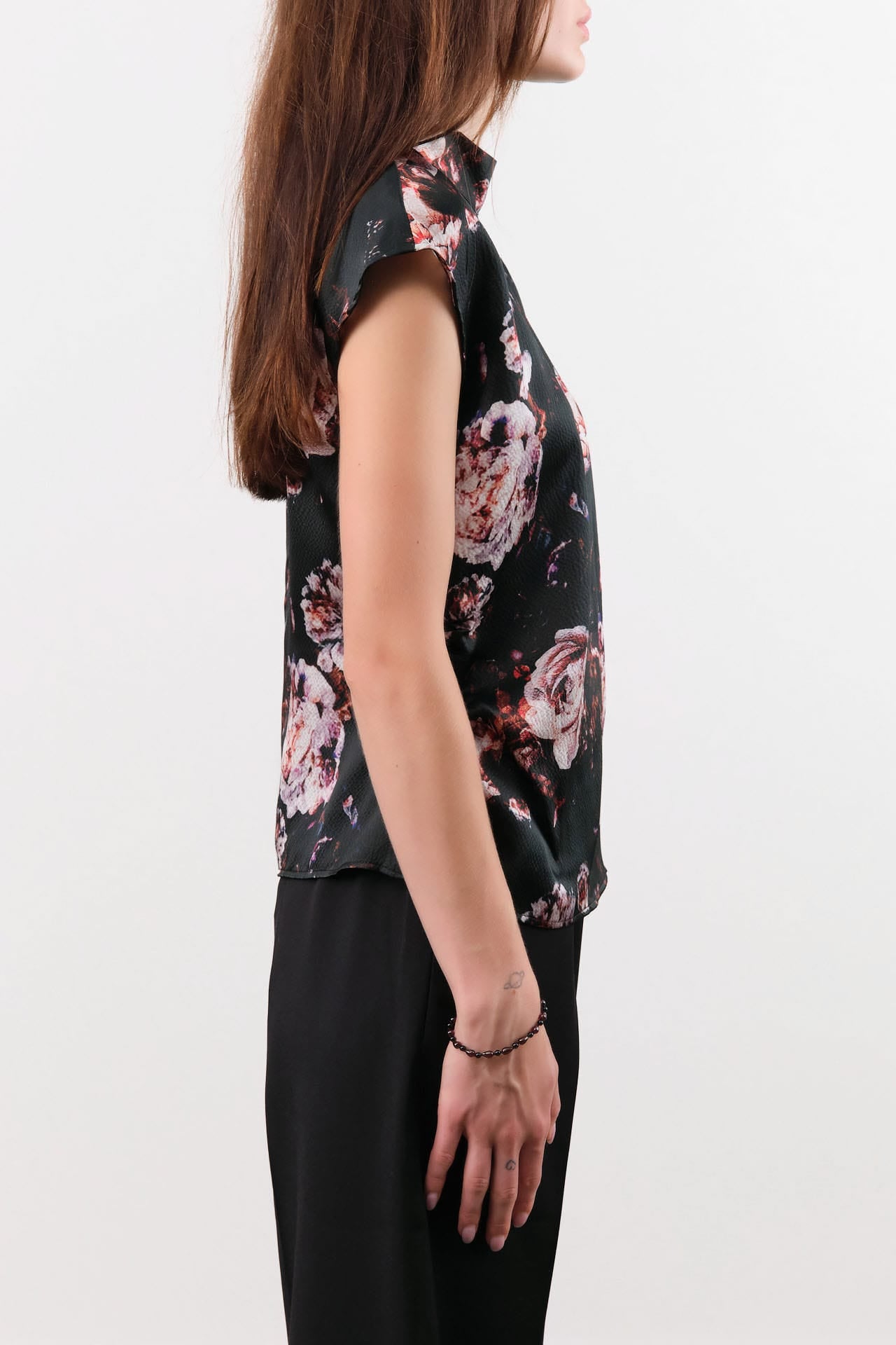 No. 6 Apparel Womens Blouses Alex Top in Black Rose