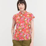 No. 6 Apparel Womens Blouses Alex Top in Red Bouquet
