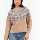 No. 6 Cardiff Sweater in Camel and Blue 