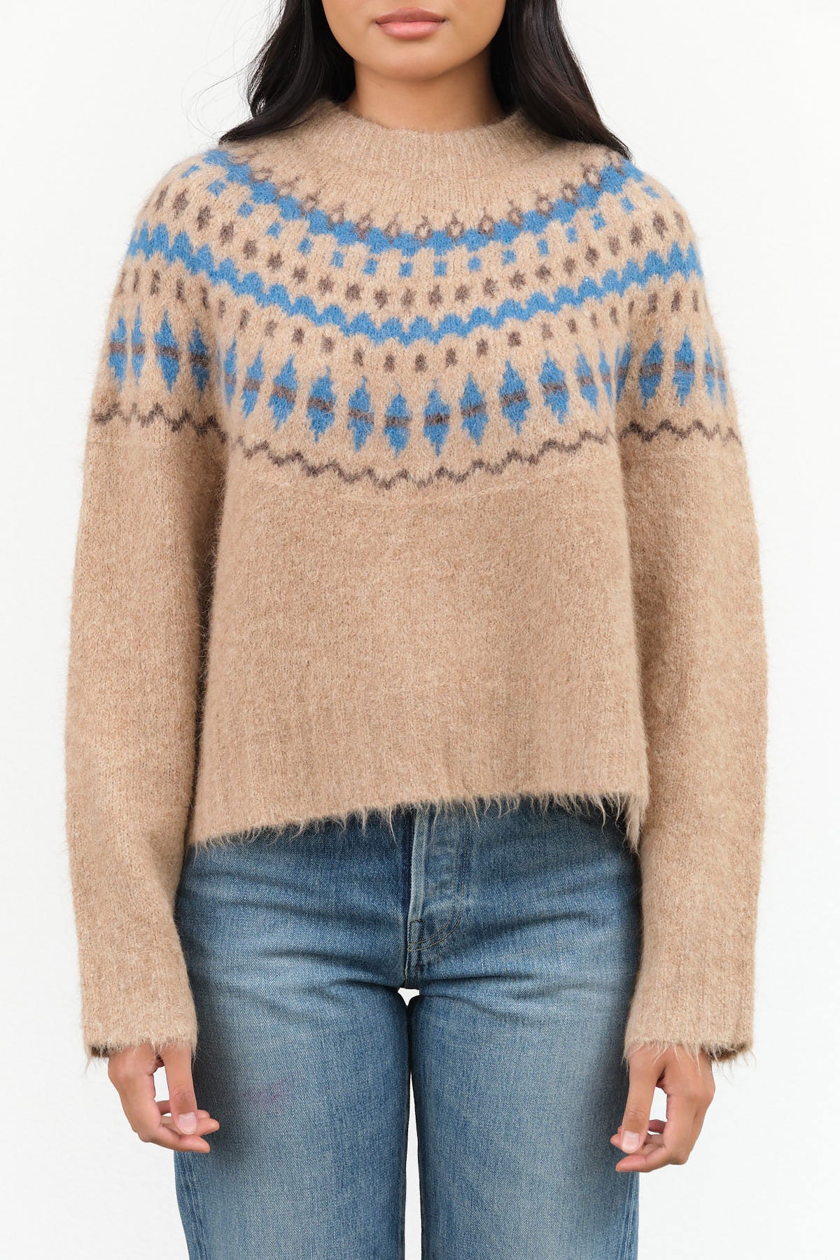 Cardiff Sweater by No. 6 in Camel and Blue 