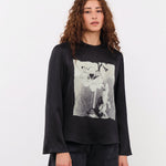 No. 6 Apparel Womens Blouses Diane Top in Black Magnolia