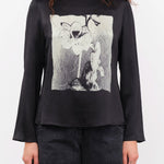 No. 6 Apparel Womens Blouses Diane Top in Black Magnolia
