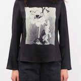 No. 6 Apparel Womens Blouses Diane Top in Black Magnolia