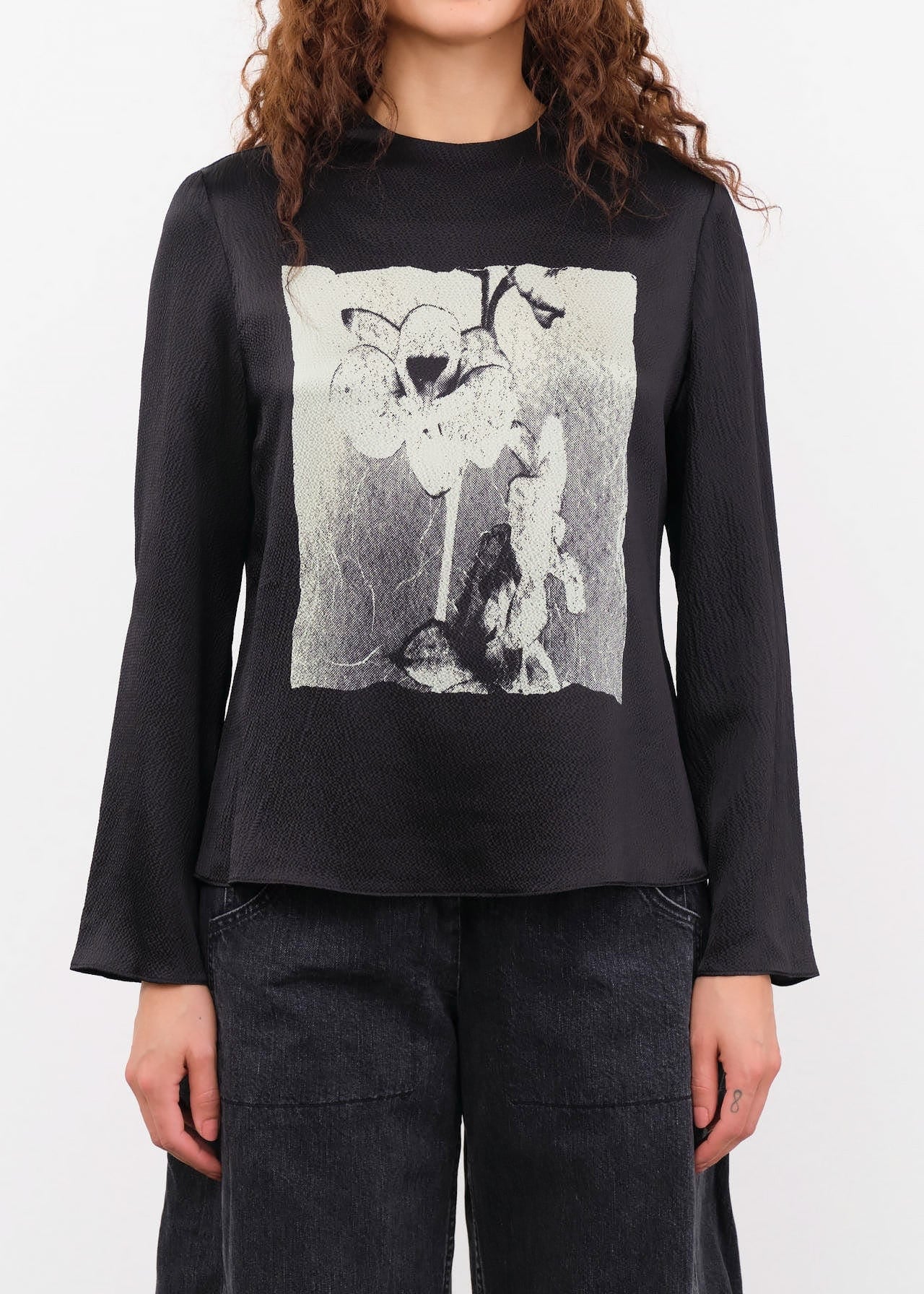 No. 6 Apparel Womens Blouses Diane Top in Black Magnolia