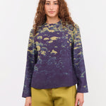 No. 6 Apparel Womens Blouses Diane Top in Green Poppies