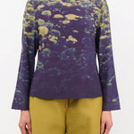 No. 6 Apparel Womens Blouses Diane Top in Green Poppies