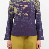 No. 6 Apparel Womens Blouses Diane Top in Green Poppies
