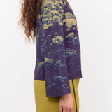 No. 6 Apparel Womens Blouses Diane Top in Green Poppies