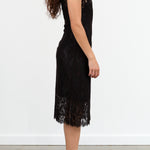 No. 6 Designer Brand Cap Sleeve Erika Midi Dress in Embroidered Black Lace