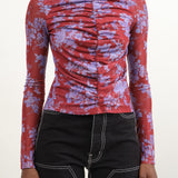 Front of Kara Top in Rouge Parisienne