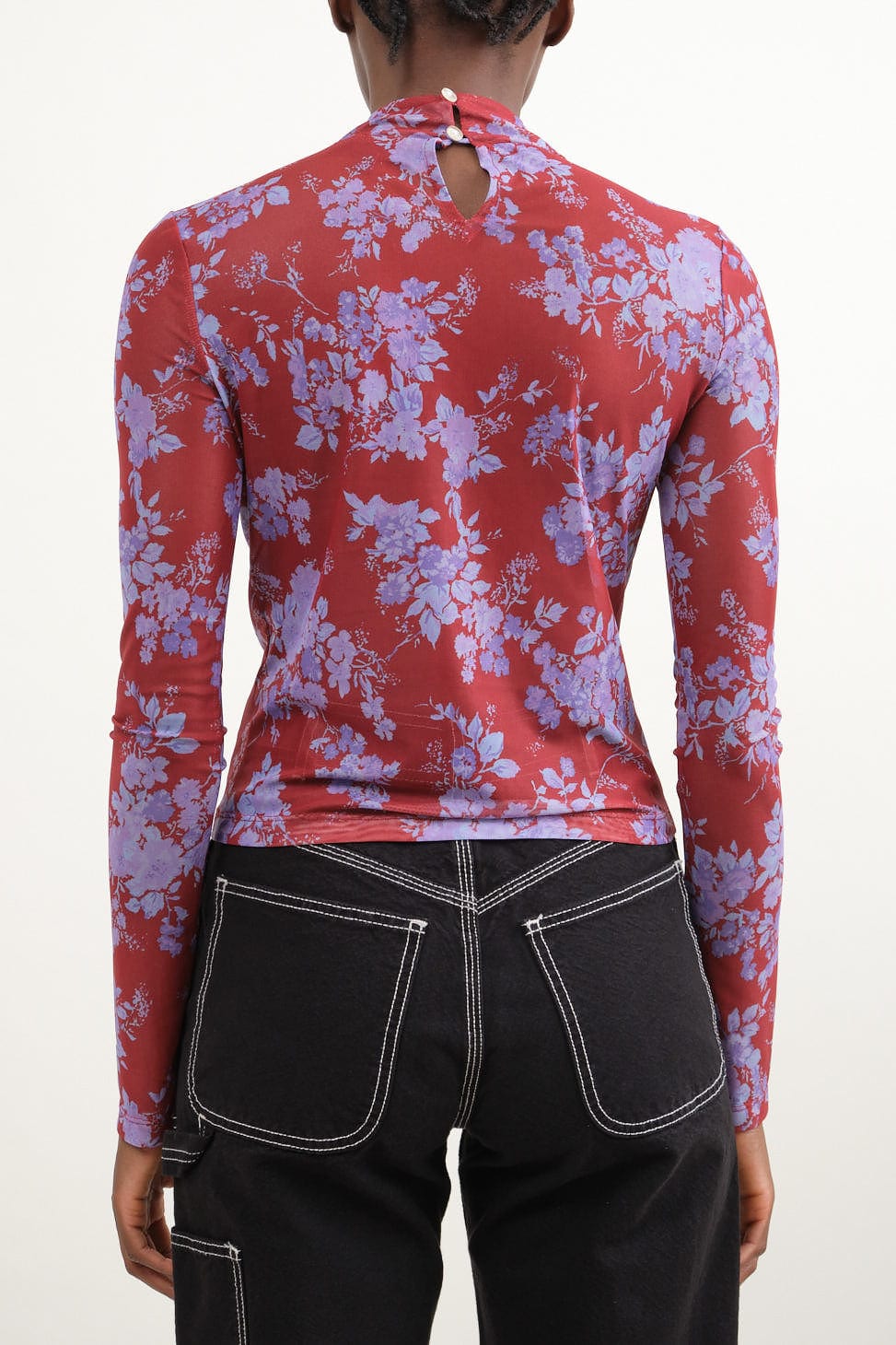 Back of Kara Top in Rouge Parisienne