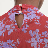 Keyhole detail on Kara Top in Rouge Parisienne