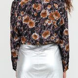 Long Sleeve Lana Top Blouse in Gold Roses Floral Print by No. 6 Designer Brand