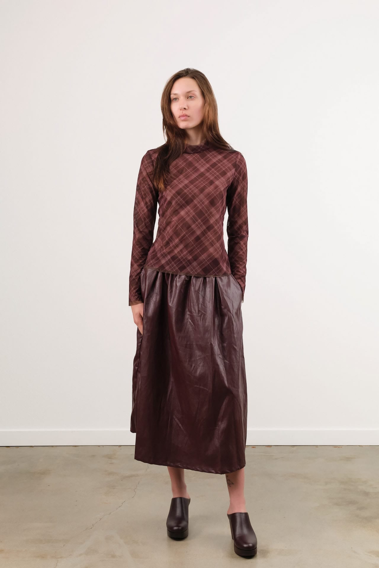 No. 6 Apparel Womens Skirts Mel Skirt in Bordeaux