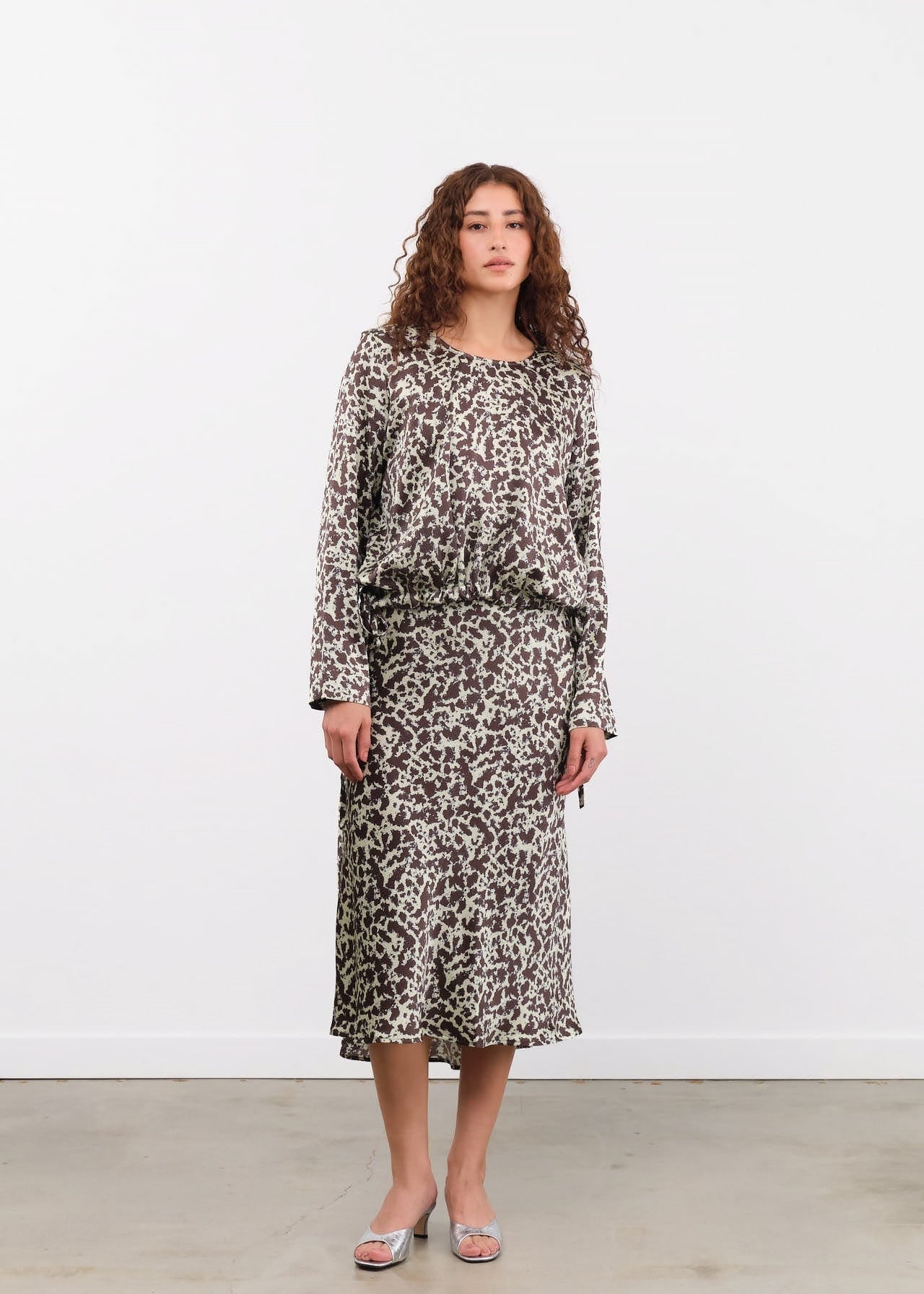 No. 6 Apparel Womens Skirts Mitta Skirt in Mint Ink Blot