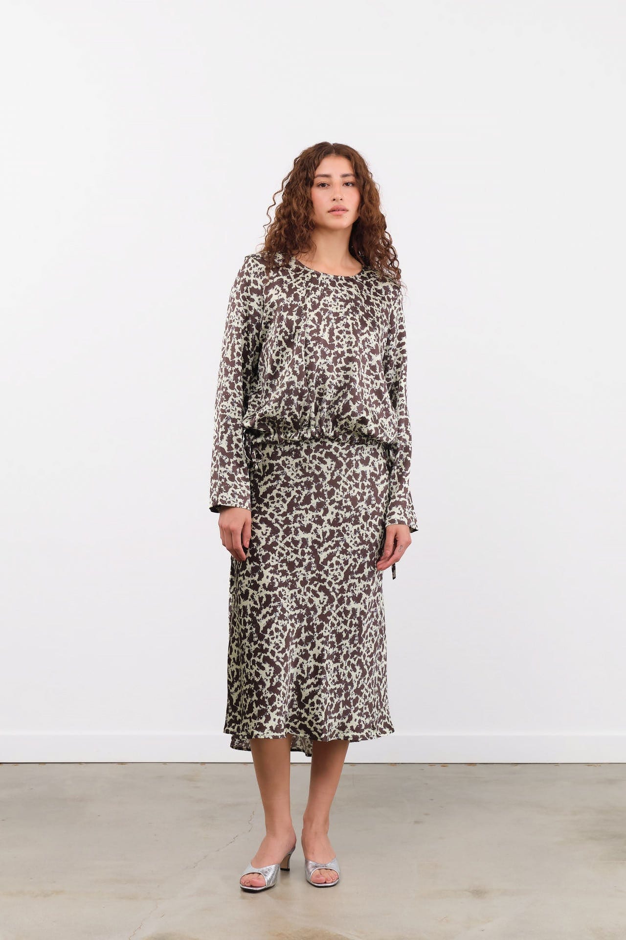 No. 6 Apparel Womens Skirts Mitta Skirt in Mint Ink Blot
