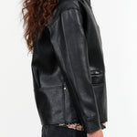 No. 6 Designer Brand Zip Up Oversized Pleather Black Rome Biker Jacket