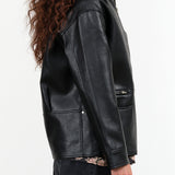 No. 6 Designer Brand Zip Up Oversized Pleather Black Rome Biker Jacket