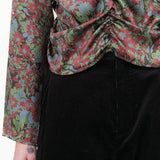 Wine Garden Purple Floral Print Long Sleeve V-Neck Vienna Top with Ruching by No 6 Store 