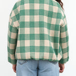 Beige and Green Zip Up Wicke Bomber Cropped with Collar by No. 6 Designer Brand