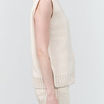 Catalina Top in Soft White Tan with Think Ribbed Hem Sweater Vest by NSF