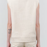 Catalina Top in Soft White Tan with Think Ribbed Hem Sweater Vest by NSF