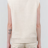 Catalina Top in Soft White Tan with Think Ribbed Hem Sweater Vest by NSF