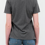 Back view of Cora V Neck Tee in Pigment Black