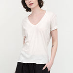 Styled Cora V Neck Tee in Soft White