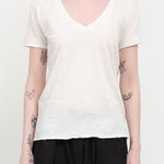 Front view of Cora V Neck Tee in Soft White