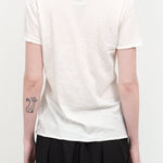 Back view of Cora V Neck Tee in Soft White