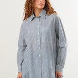 Nymane Apparel Womens Blouses Chris Shirt in Block Print Stripe