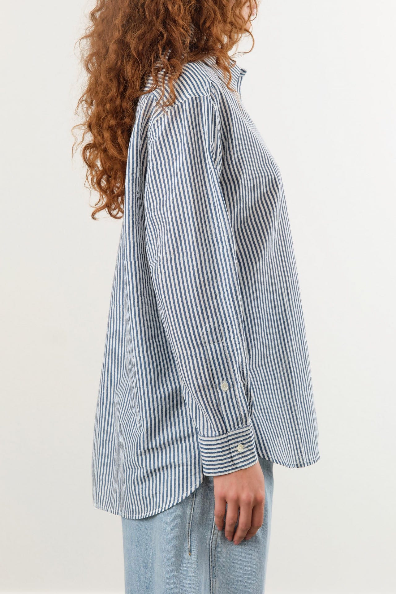 Nymane Apparel Womens Blouses Chris Shirt in Block Print Stripe