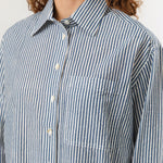 Nymane Apparel Womens Blouses Chris Shirt in Block Print Stripe