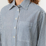 Nymane Apparel Womens Blouses Chris Shirt in Block Print Stripe