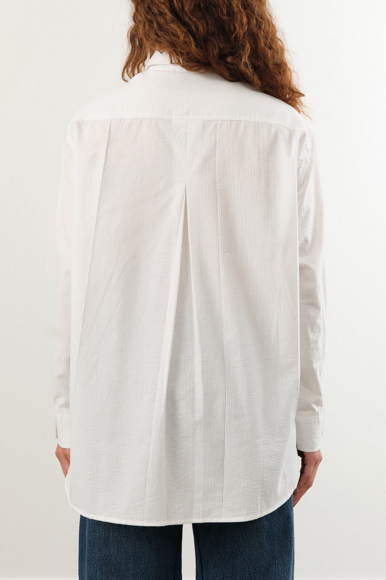 Nymane Apparel Womens Blouses Chris Shirt in White Stitch