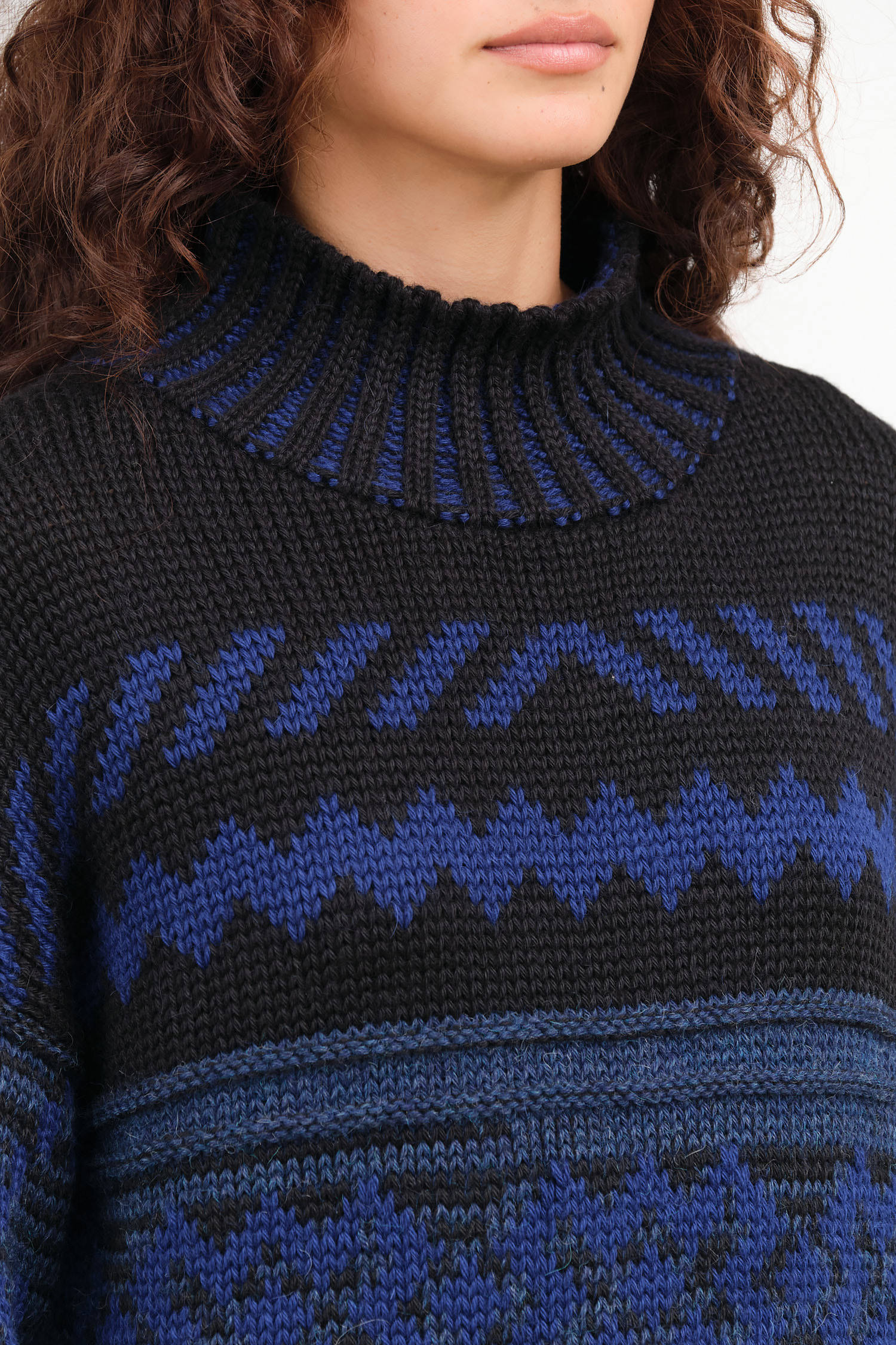 Black and Blue Nadia Jacquard Sweater by Nymane