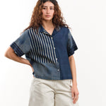 Nymane Apparel Womens Blouses River Camp Shirt in Indigo Indigo / XSmall
