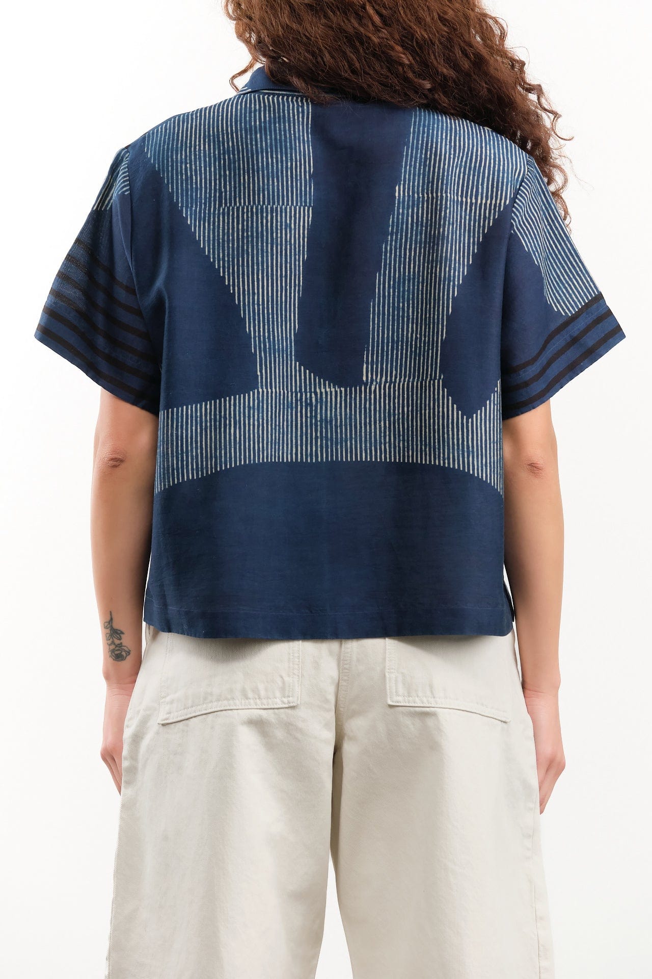 Nymane Apparel Womens Blouses River Camp Shirt in Indigo